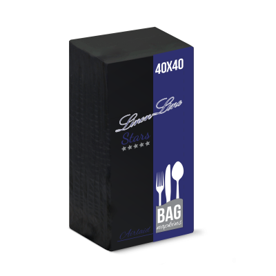 Linen line 5stars airlaid bag-napkins 40x40 - black